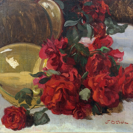Authentic Floral Still Life Oil Painting "Red Roses" Detailed Artwork Holland Art Shop