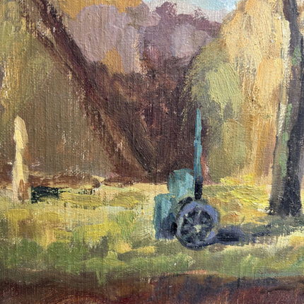Detailed Farm Oil Painting "White Cottage" Original Art Holland Art Shop