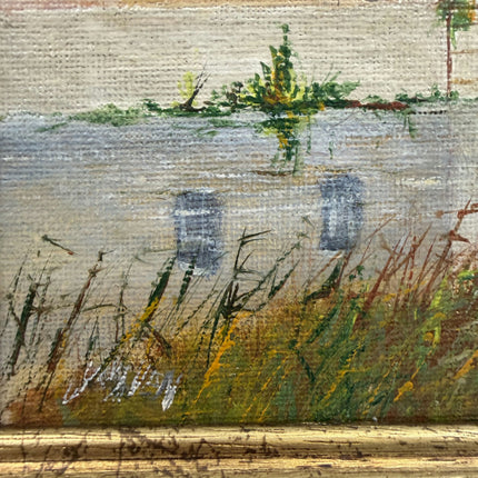 Authentic Cityscape Oil Painting "River Mill" Original Small Artwork Holland Art Shop