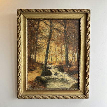 Vintage Landscape Oil Painting "Autumn Stream" Traditional Belgique Artwork Holland Art Shop