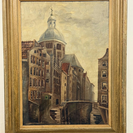 Rustic Cityscape Oil Painting "Church Dome" Expressive Large Artwork Holland Art Shop