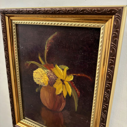 Elegant Floral Still Life Oil Painting "Flower Vase" Vintage Small Art Holland Art Shop