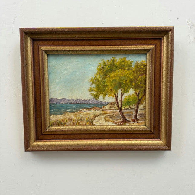 Authentic Seascape Oil Painting "Coastal Trees" Timeless Small Artwork Holland Art Shop