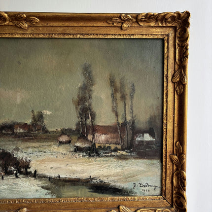 Classic Winter Landscape Oil Painting "Gilded Frame" Traditional Belgique Art Holland Art Shop