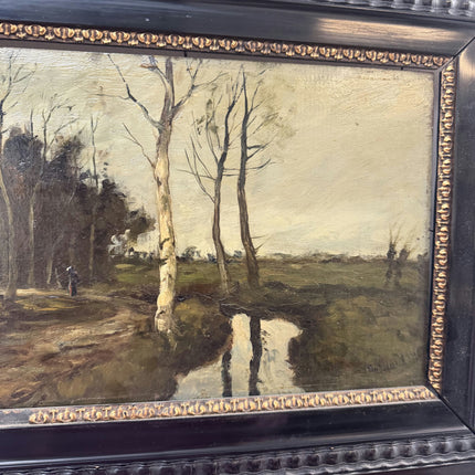 1879 Antique Landscape Oil Painting "Birch Trees" Art Holland Art Shop