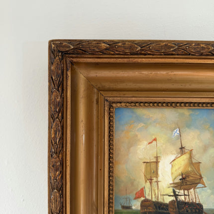 Fine Oil Painting Seascape "Sailing Ships" Striking Small Art Holland Art Shop