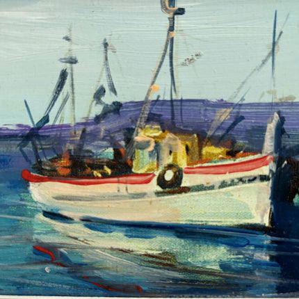 Detailed Harbor Scene Oil Painting "Framed Painting" Authentic Small Artwork Holland Art Shop