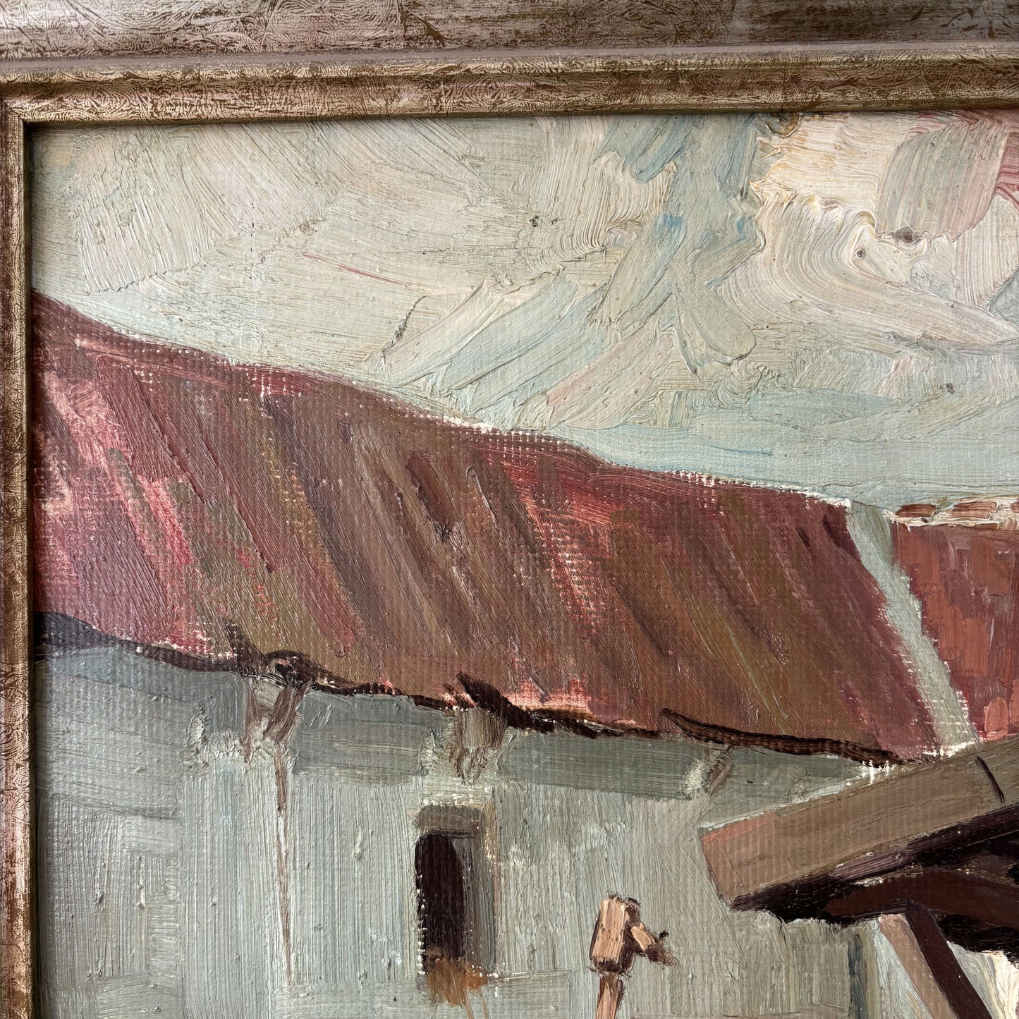 Classic Oil Painting Cityscape "Farmhouse Structure" Remarkable Medium Art