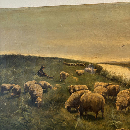 Wonderful Oil Painting Animals "Grazing Sheep" Intriguing Medium Art Holland Art Shop