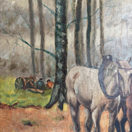Handcrafted Animals Oil Painting "Three Horses" Vintage Large Artwork Holland Art Shop