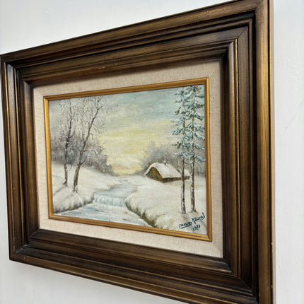 Traditional Winter Landscape Oil Painting "Snowy Cottage" Original Art Holland Art Shop