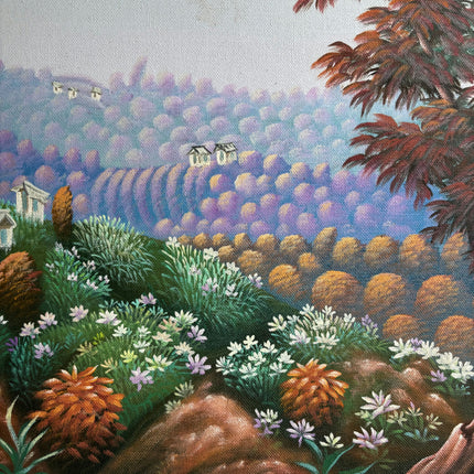 Elegant Landscape Oil Painting "Red Tree" Vintage Art Holland Art Shop