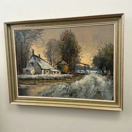 Willem Hendrik van Norden Winter Landscape Oil Painting "Snow Cottage" Art Holland Art Shop