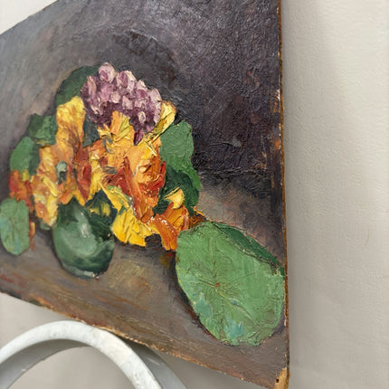 1934 Floral Still Life Oil Painting "Potted Flowers" Small Artwork Holland Art Shop