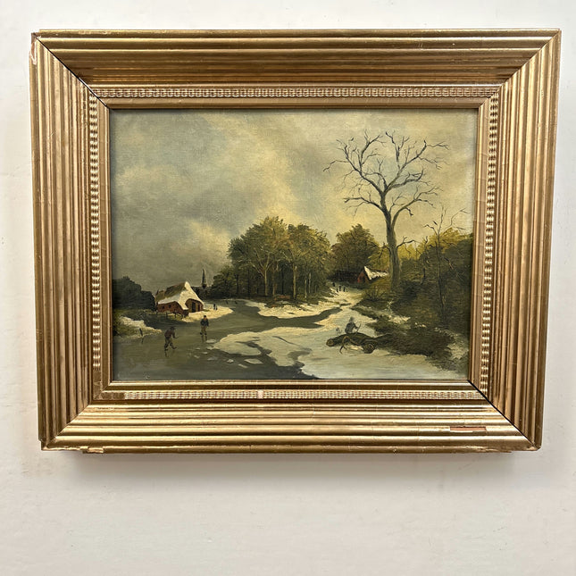 Vintage Winter Landscape Oil Painting "Lonely Tree" Traditional Art Holland Art Shop