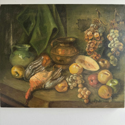 Vintage Still Life Oil Painting "Grapes Cluster" Elegant Artwork Holland Art Shop
