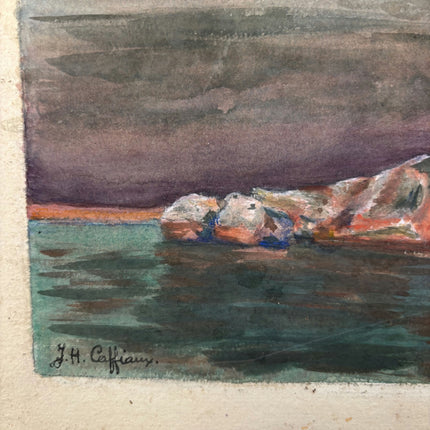 Expressive Seascape Drawing "Rocky Shore" Detailed Small Artwork Holland Art Shop