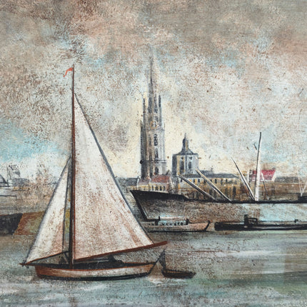Elegant Harbor Scene Oil Painting "Sailboat Sails" Expressive Large Art Holland Art Shop