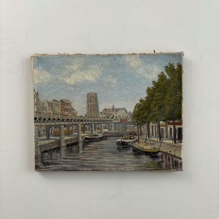Timeless Cityscape Oil Painting "Harbor Bridge" Detailed Small Art Holland Art Shop