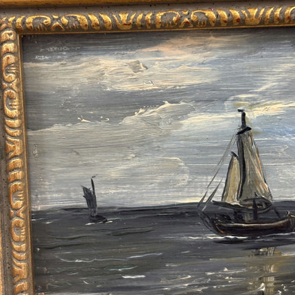 Detailed Seascape Oil Painting "Sailing Boat" Handcrafted Small Art Holland Art Shop