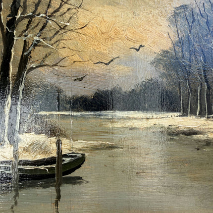 Elegant Winter Landscape Oil Painting "Snowy Cottage" Refined Art Holland Art Shop