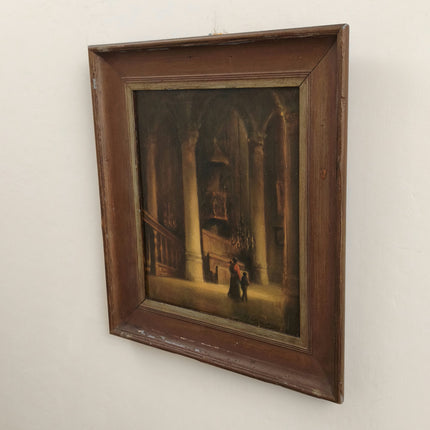 Authentic Church Interior Oil Painting "Two Figures" Detailed Art Holland Art Shop