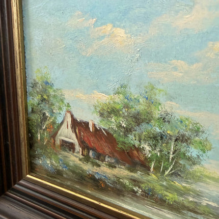 Handcrafted Landscape Oil Painting "Thatched Cottage" Traditional Small Art Holland Art Shop