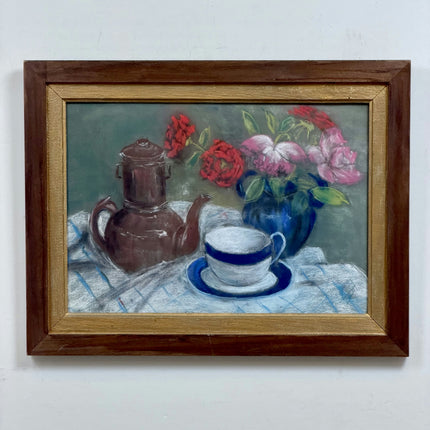 Authentic Flowery Still Life Oil Painting "Tea Pot" Timeless Art Holland Art Shop