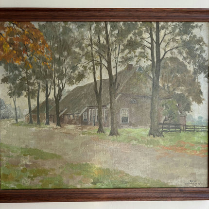 Classic Farm Oil Painting "Thatched Cottage" Refined Artwork Holland Art Shop