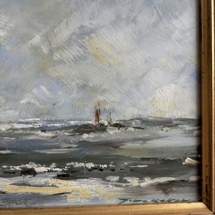 Vintage Seascape Oil Painting "Seaside Painting" Refined Artwork Holland Art Shop