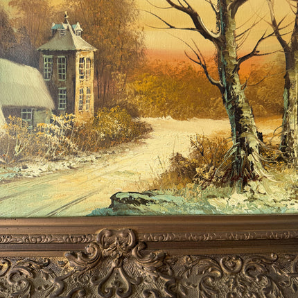 Original Landscape Oil Painting "Snowy Cottage" Refined Artwork Holland Art Shop