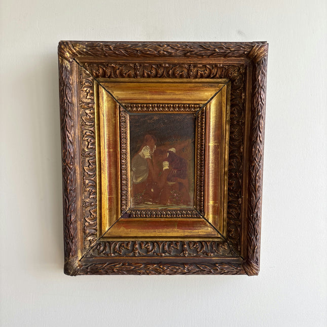 19th Century Antique Portrait Oil Painting "Ornate Frame" Small Art Holland Art Shop
