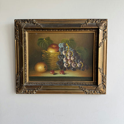 Refined Still Life Oil Painting "Grape Cluster" Rustic Small Artwork Holland Art Shop