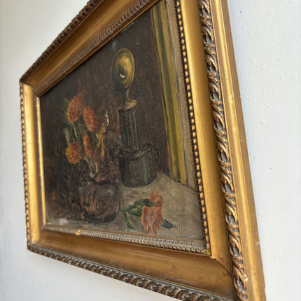 1924 Antique Floral Still Life Oil Painting "Gilded Frame" French Art Holland Art Shop