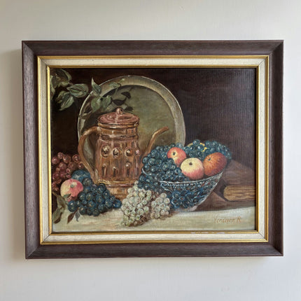 Refined Still Life Oil Painting "Fruit Bowl" Vintage Artwork Holland Art Shop