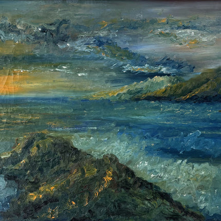 Vintage Oil Painting Seascape "Rocky Shoreline" Intriguing Medium Artwork