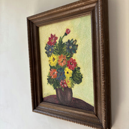 Traditional Floral Still Life Oil Painting "Flower Vase" Vintage Small Artwork Holland Art Shop