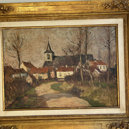 Original Landscape Oil Painting "Village Church" Refined Art Holland Art Shop