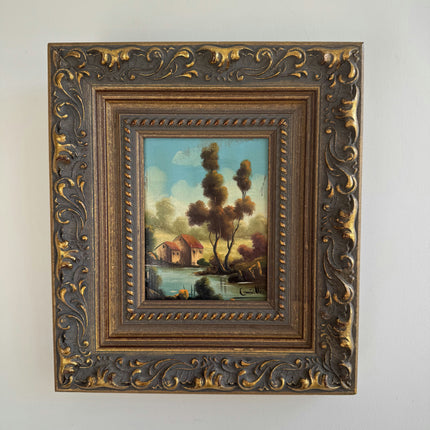 Authentic Landscape Oil Painting "Ornate Frame" Traditional Small Artwork Holland Art Shop