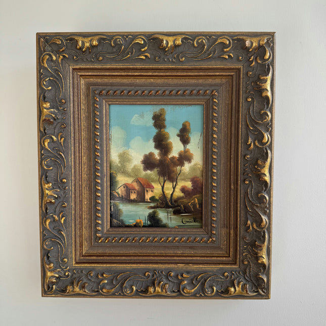 Authentic Landscape Oil Painting "Ornate Frame" Traditional Small Artwork Holland Art Shop