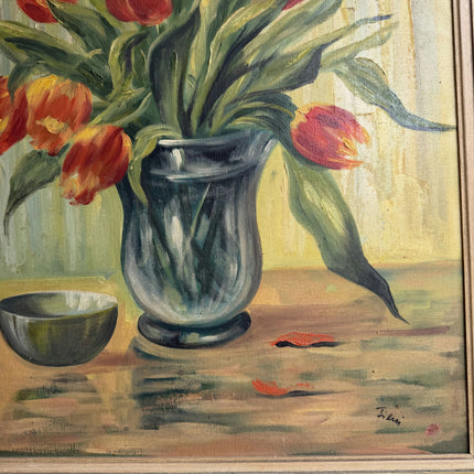 Expressive Flowery Still Life Oil Painting "Tulip Vase" Detailed Art Holland Art Shop