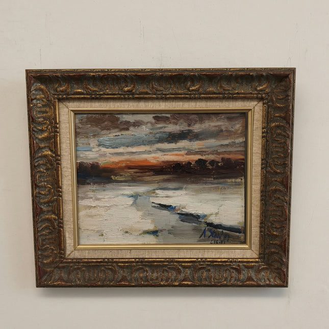 Original Landscape Oil Painting "Framed Painting" Vintage Small Art Holland Art Shop