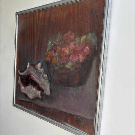 Handcrafted Flowery Still Life Oil Painting "Sea Shell" Original Art Holland Art Shop