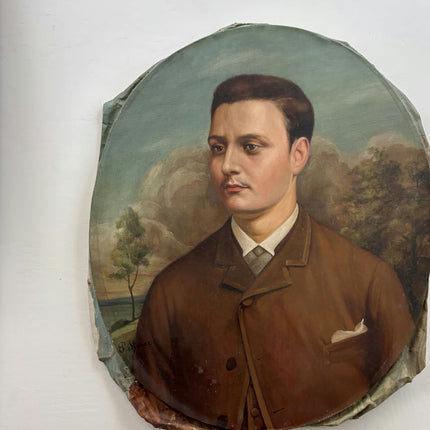 1887 Antique Portrait Oil Painting "Young Gentleman" Artwork Holland Art Shop