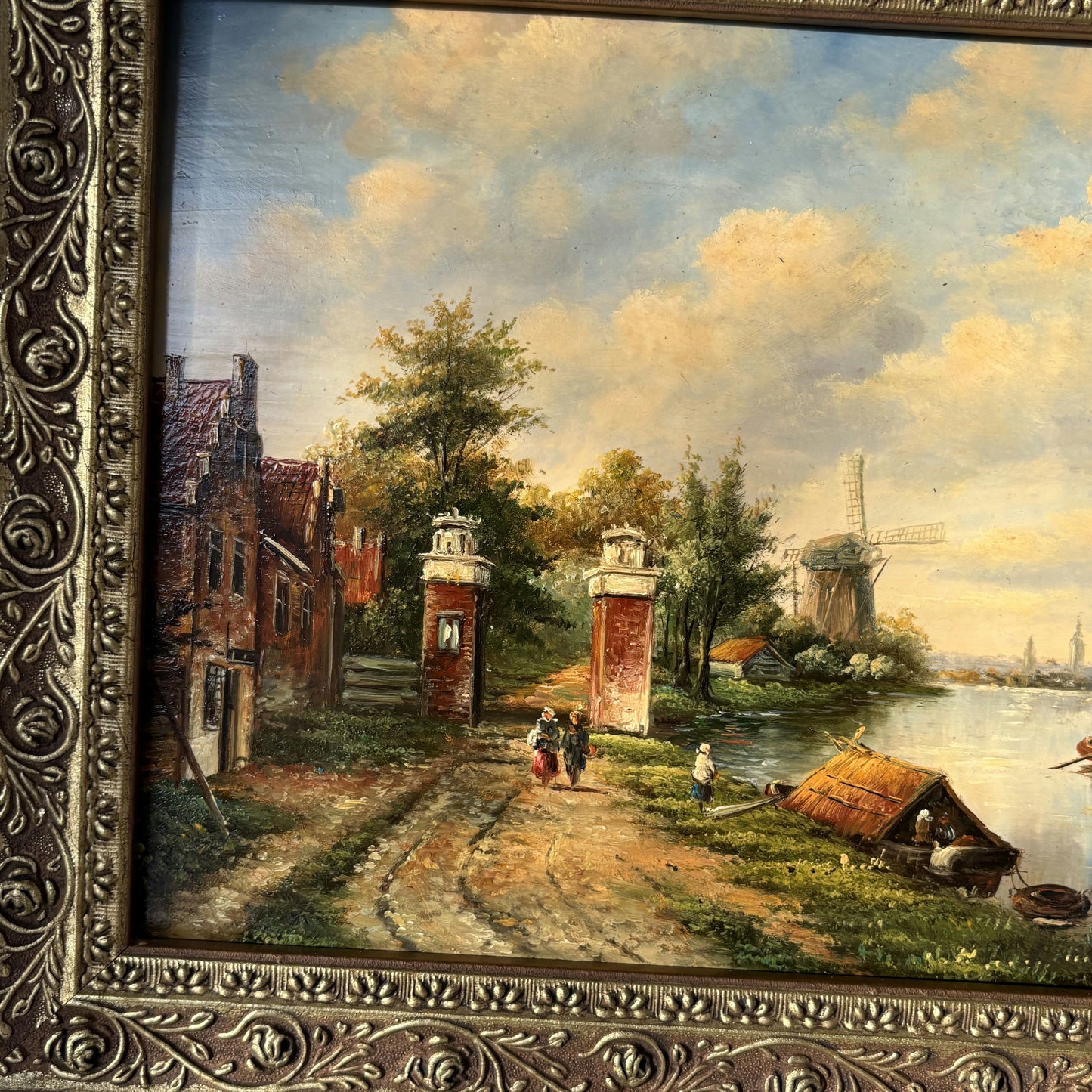 Expressive Oil Painting Figurative "River Scene" Traditional French Art