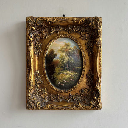Vintage Landscape Oil Painting "Gilded Frame" Original Small Artwork Holland Art Shop