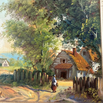 Handcrafted Landscape Oil Painting "Thatched Cottage" Original Small Artwork Holland Art Shop