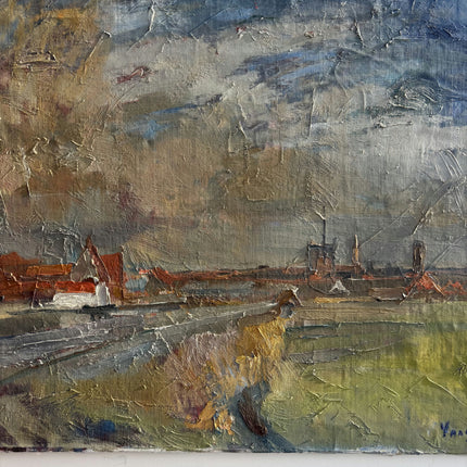 Refined Landscape Oil Painting "Seaside Village" Authentic Large Art Holland Art Shop