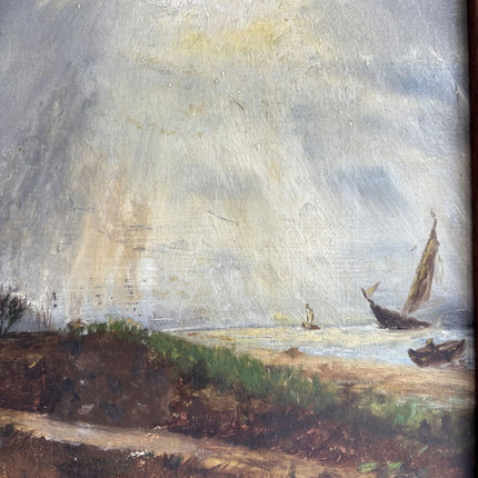 Handcrafted Harbor Scene Oil Painting "Sailing Boat" Original Art Holland Art Shop