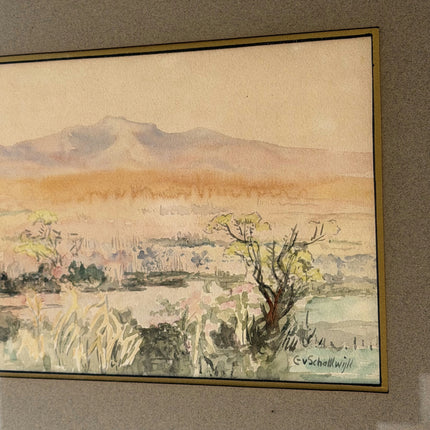 Rustic Landscape Aquarel "Framed Painting" Authentic Small Artwork Holland Art Shop
